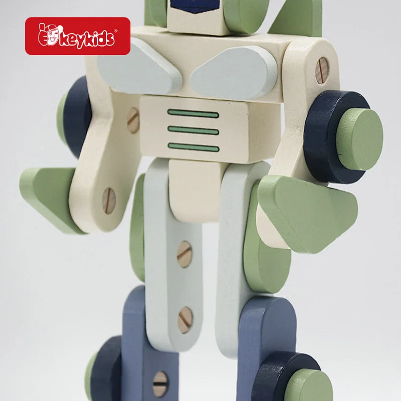 DIY Movable Joint Wooden Robot Assembly Toy for Kids W03B132